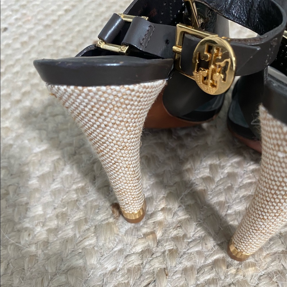 Tory Burch Black and Gold Heels - Picture 3 of 5